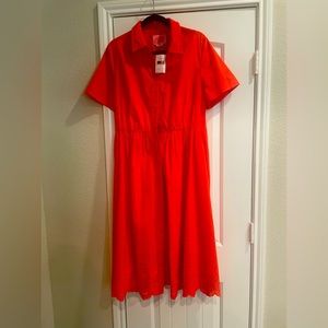 Kate Spade Eyelet Tie-Waist Shirtdress in Geranium